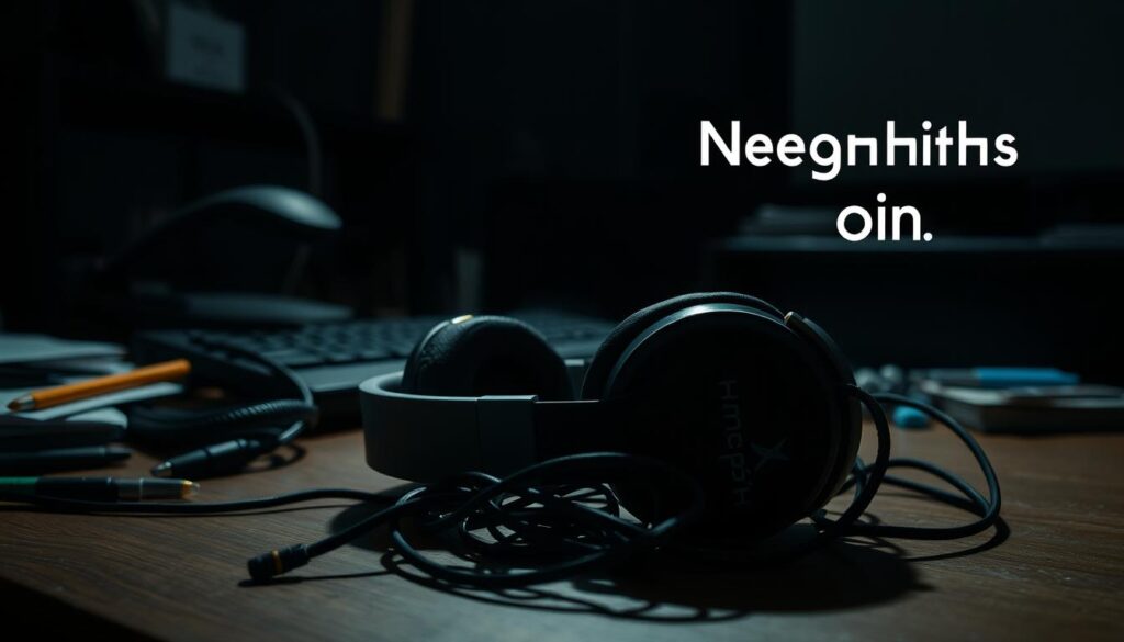 A-dark-gloomy-and-uninspiring-office-setup-with-a-malfunctioning-HyperX-Cloud-III-headset-1024x585 Análise do Headset Gamer HyperX Cloud III: O Rei dos Periféricos?