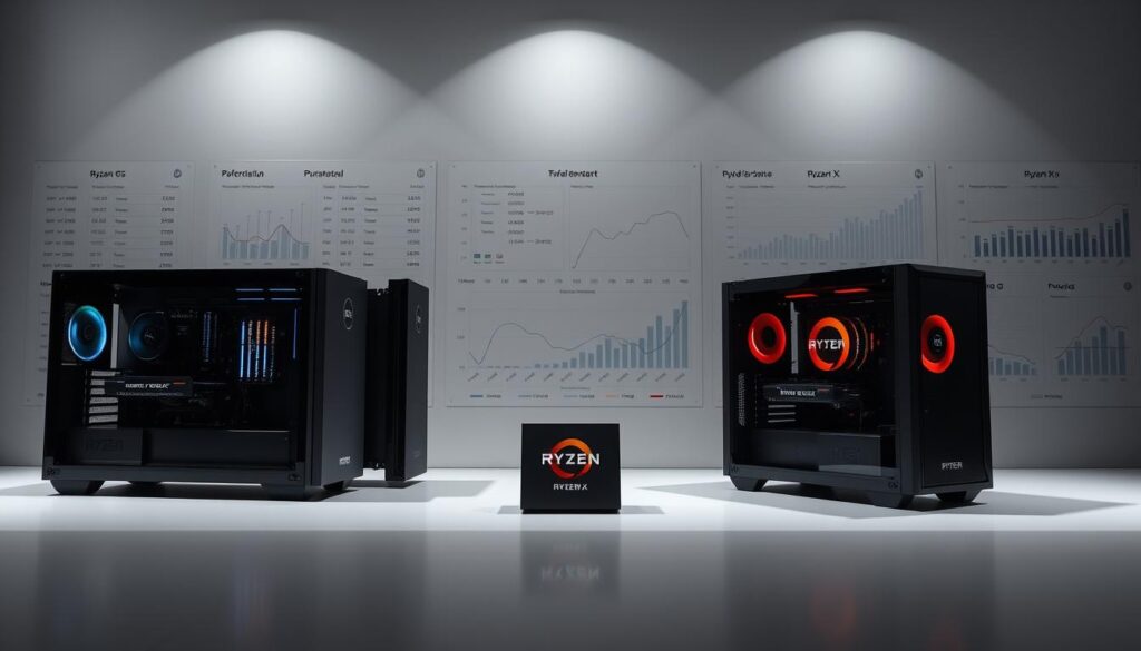A-sleek-high-tech-desktop-setup-showcasing-a-comparative-performance-analysis-of-Ryzen-1024x585 Diferença Entre as Linhas Ryzen: G, X ou Sem Sufixo?