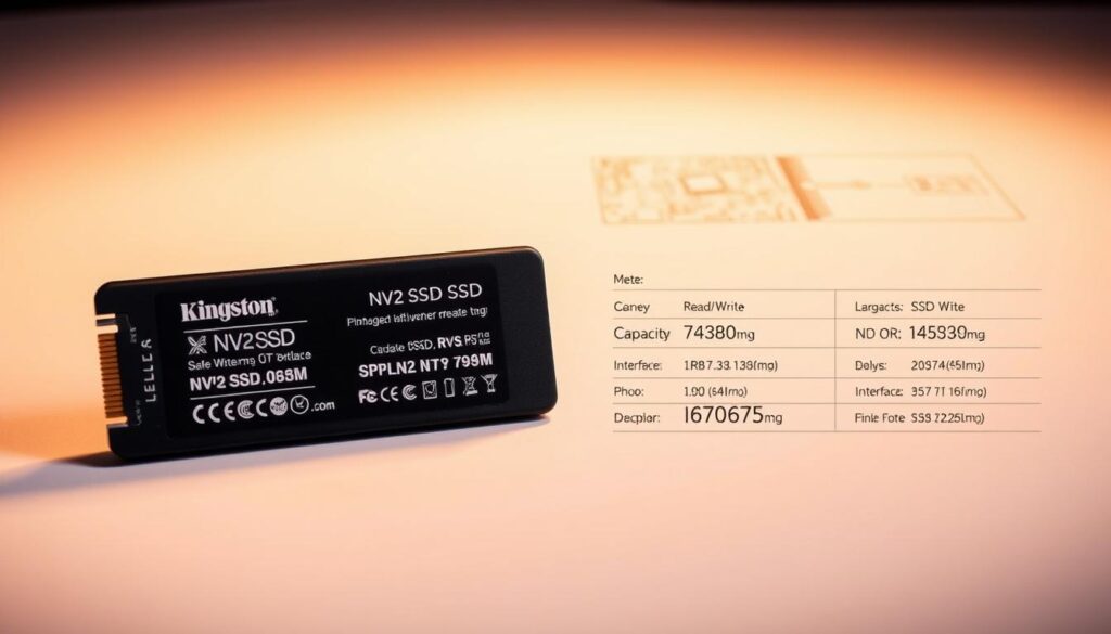 Detailed-technical-specifications-of-the-Kingston-NV2-SSD-showcased-in-a-sleek-minimalist-1024x585 Review Completo: O SSD Kingston NV2 ainda vale a pena em 2025?