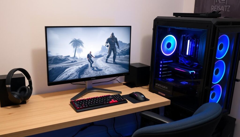 Setup-completo-com-pc-gamer-rx-580-2025-em-uso-1024x585 Build Barata com RX 580 para Rodar Tudo em Full HD em 2025