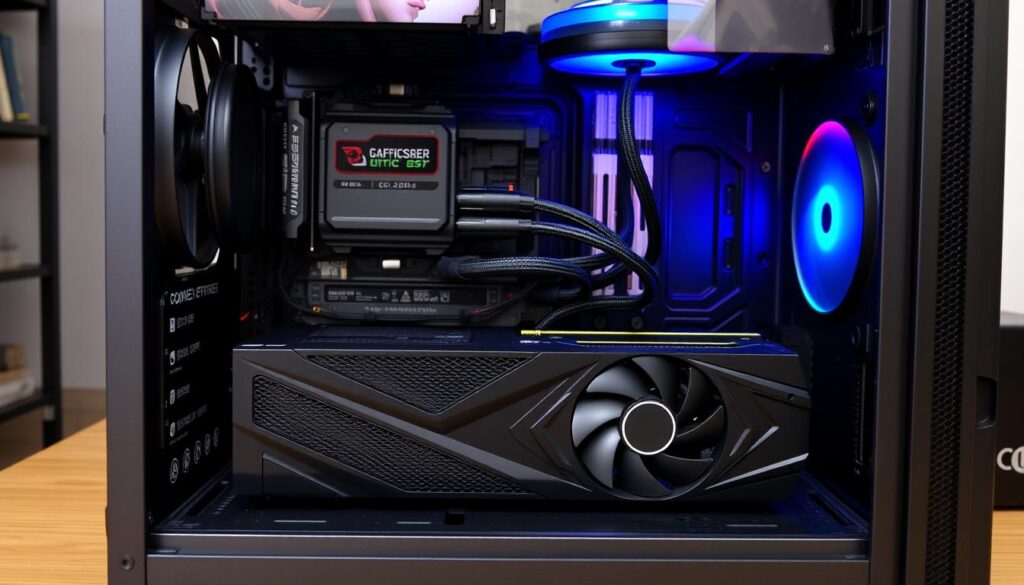 Setup-de-PC-gamer-com-fonte-de-qualidade-e-placa-de-video-potente-em-funcionamento-1024x585 Como Saber se a Fonte Suporta sua Placa de Vídeo [Guia de Compatibilidade 2025]