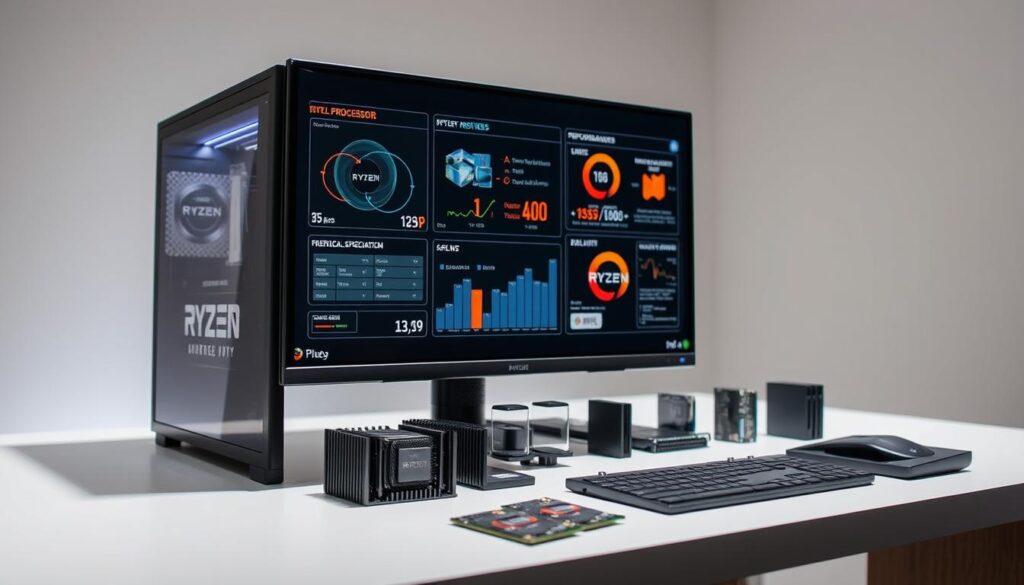 Technical-specifications-of-Ryzen-processors-showcased-on-a-sleek-professional-looking-1024x585 Diferença Entre as Linhas Ryzen: G, X ou Sem Sufixo?