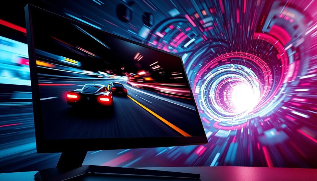 A-dynamic-high-contrast-scene-depicting-AMD-FreeSync-technology-in-action-on-a-modern-gaming-1024x585 Review Monitor Gamer AOC Hero 144Hz: vale a pena em 2025?