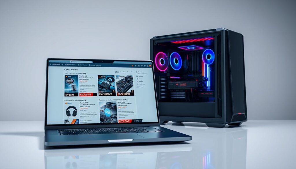 A-high-quality-hyper-realistic-image-of-exclusive-gaming-PC-offers-displayed-on-a-sleek-1024x585 Melhor PC com Ryzen 5 5500 e RX 6600 (2025)