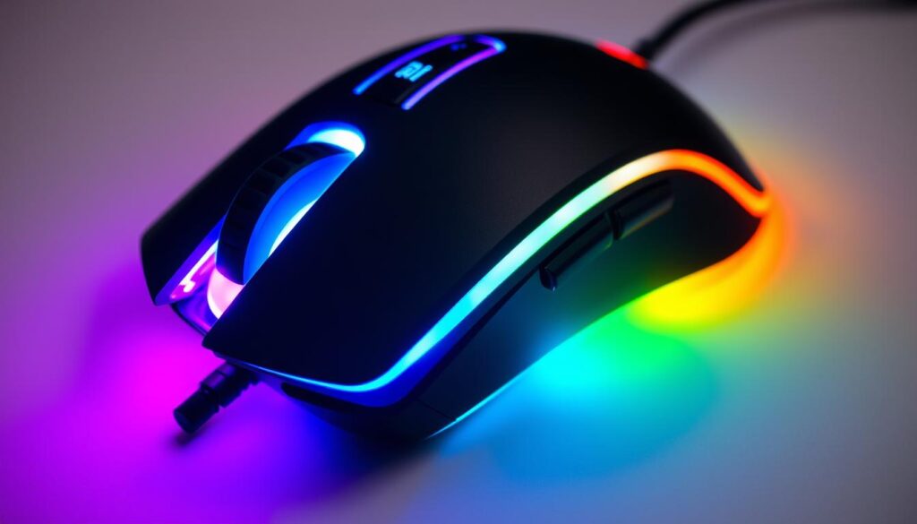 Detailed-close-up-of-a-customizable-RGB-lighting-system-on-a-computer-mouse.-Bright-vibrant-1024x585 Mouse Redragon Cobra Review: melhor opção até R$ 150?