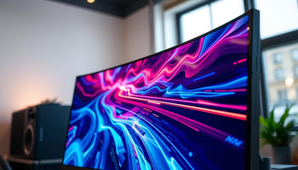 High-performance-gaming-monitor-with-a-refresh-rate-exceeding-180Hz-displaying-a-vibrant-and-1024x585 Melhor monitor gamer custo-benefício em 2025